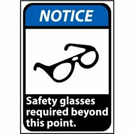 NATIONAL MARKER CO Notice Sign 14x10 Rigid Plastic - Safety Glasses Required Beyond This Point NGA22RB